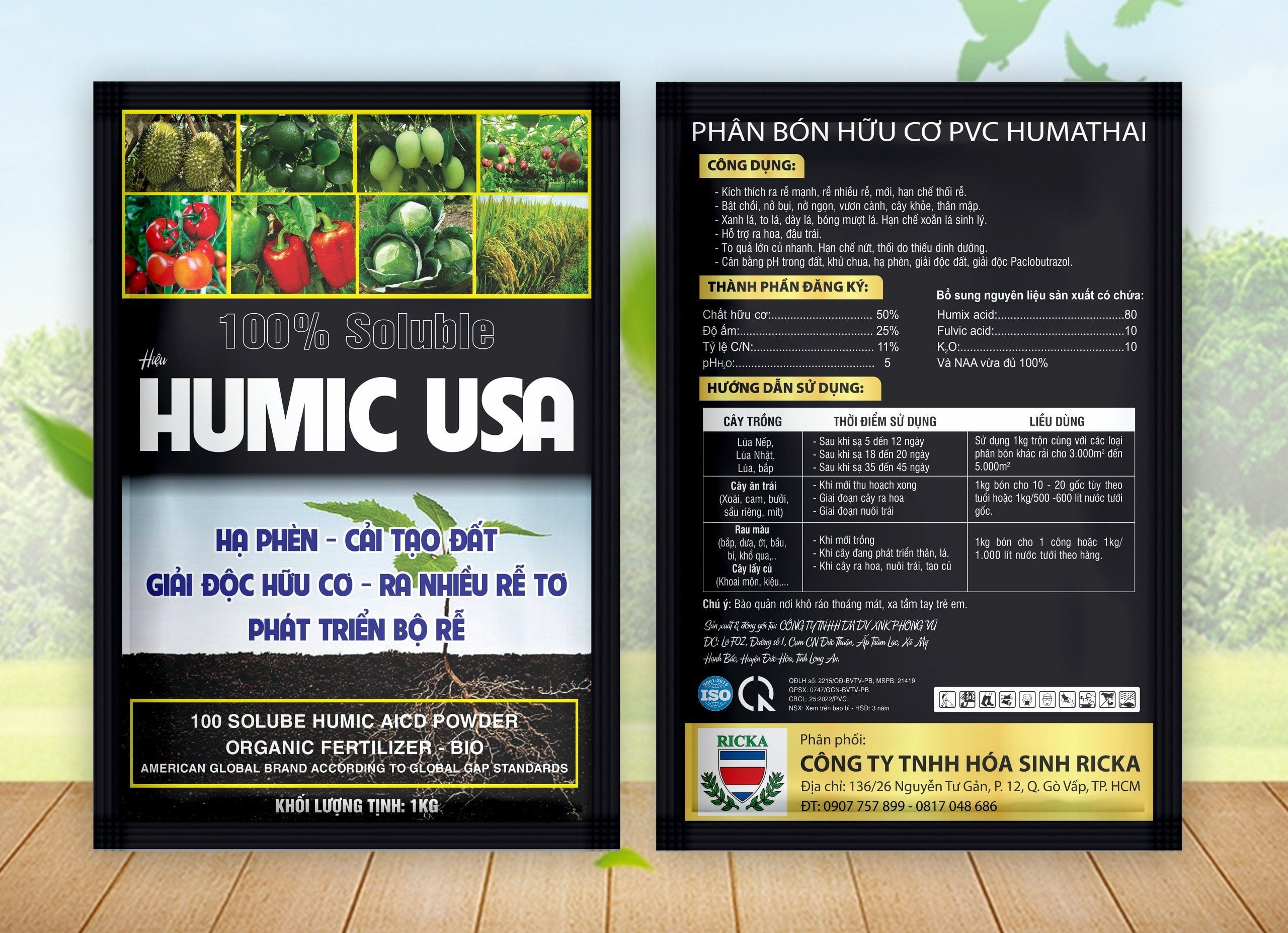 Phân bón hữu cơ PVC Humic USA 1kg