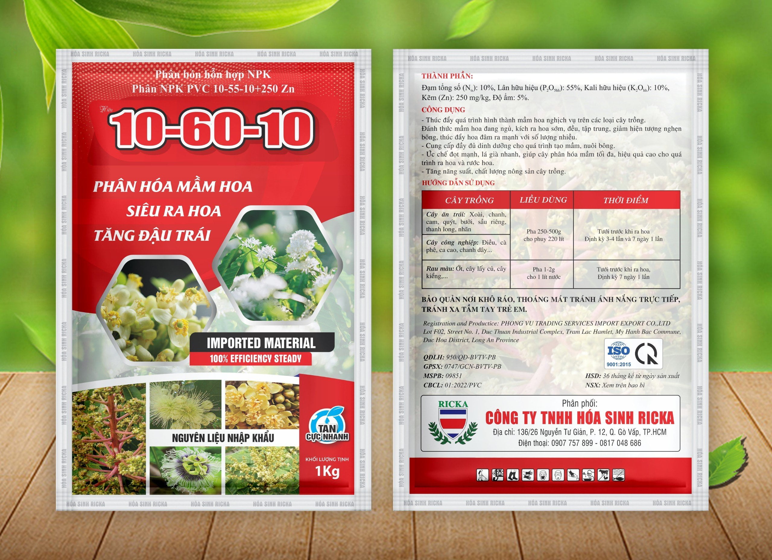 Phân bón hỗn hợp NPK 10-60-10 gói 1 KG