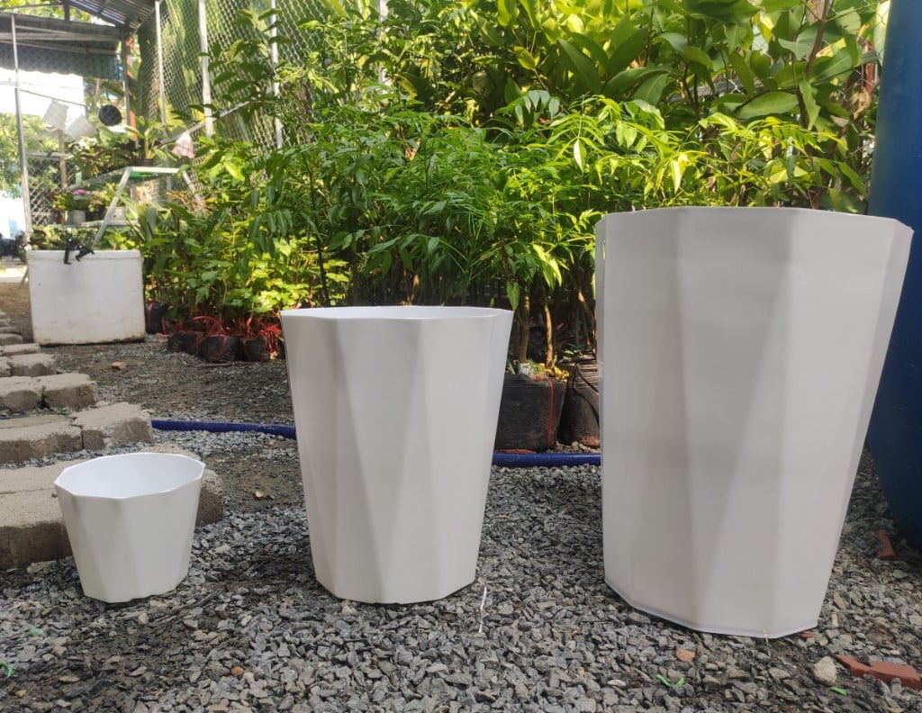 Chậu ống kim cương nhỏ màu trắng